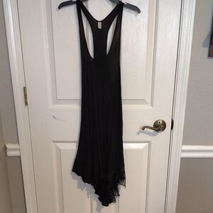 Black Sleeveless Dress with Lace Hem From Free People